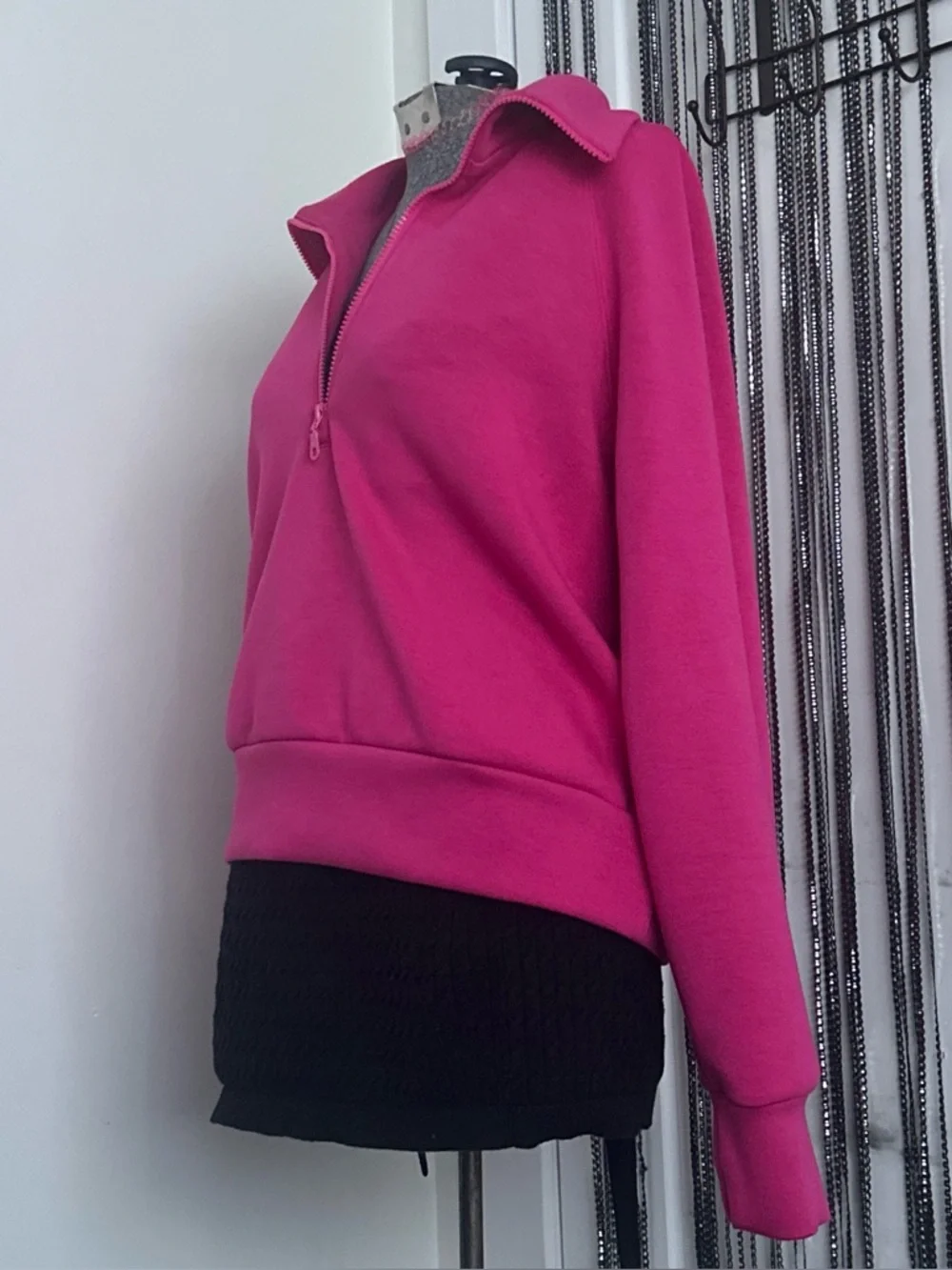 Women’s Hot Pink Half-Zip Pullover Top - Picture 3 of 3